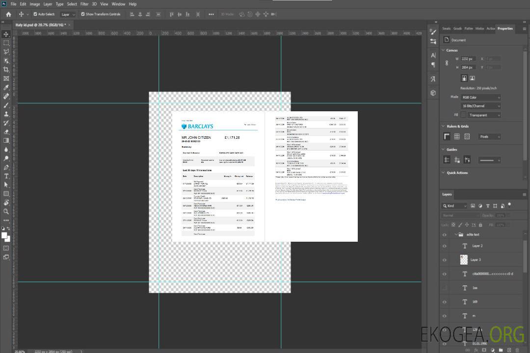 Modèle de relevé bancaire Barclays Royaume-Uni au format Word et PDF, version 3 (2 pages) template